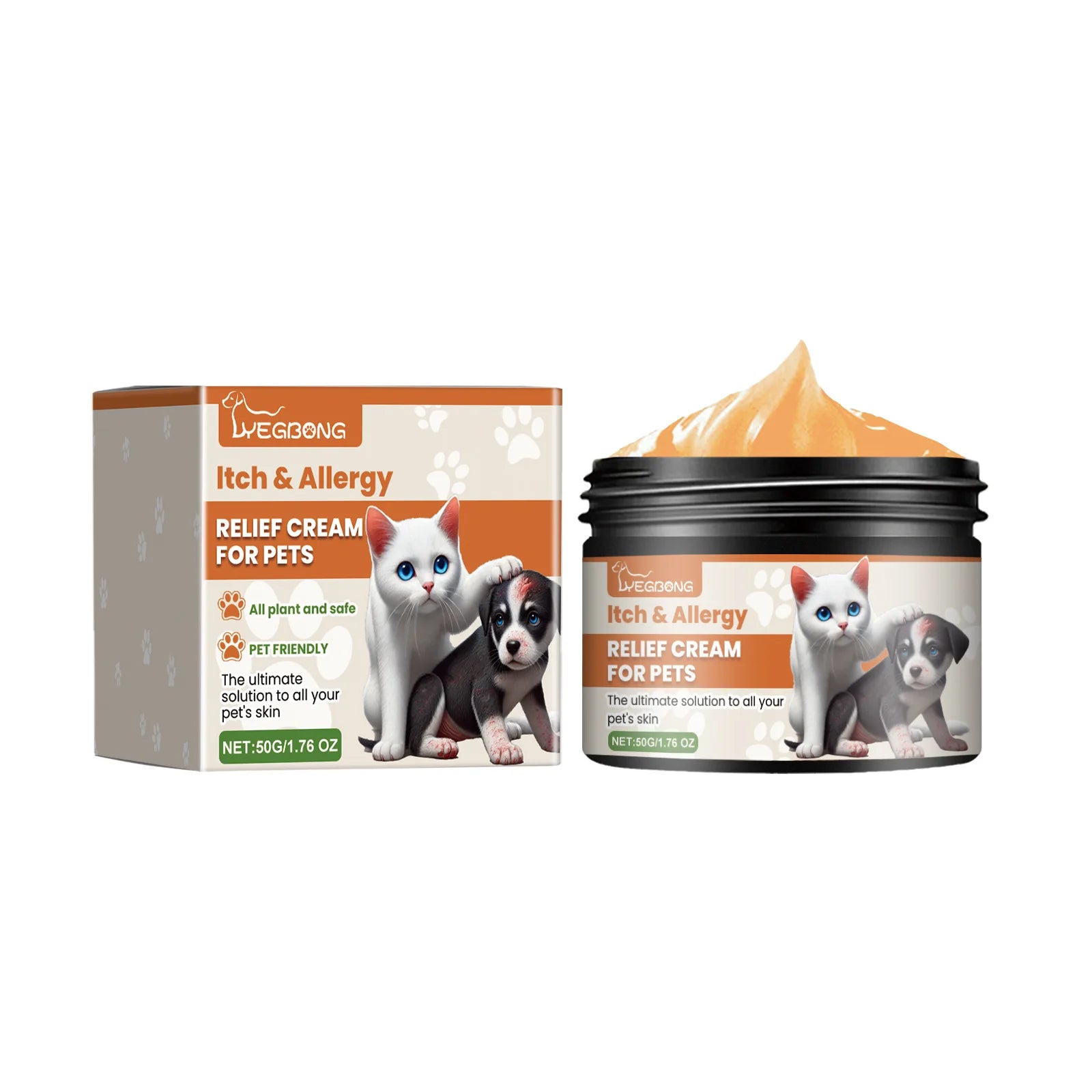Yegbong Pet Skin Care Cream Gentle Itching Relief Wart Remover Improve Ringworm Skin Treatment Catnip Hair Healthy Pets Cream Qme