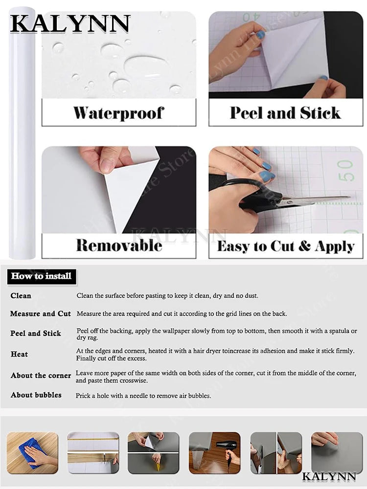 White Glossy Self Adhesive Wallpaper Vinyl Peel Stick Contact Paper Qme