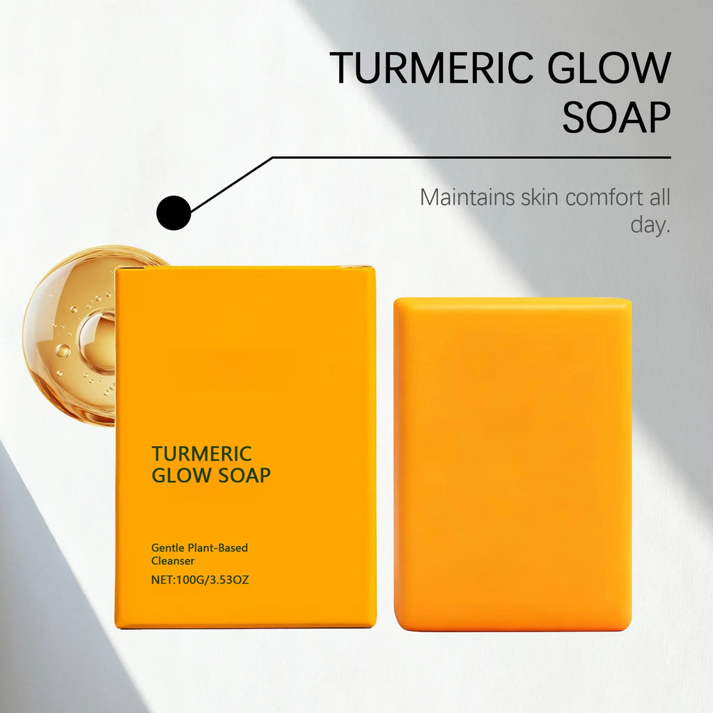 Turmeric Glow Soap Dark Spot Acne Removal Brightening Face Body Soap Even Skin Tone Moisturizing Deep Cleansing Nourishing Bar Qme