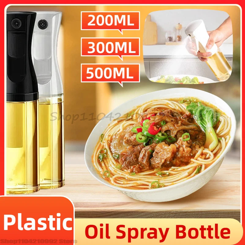 200/300/500ml Oil Spray Plastic Household Kitchen Oil Spray Bottle or Oil Brush Nebulizing Mist Filling Cooking Dual Use BBQ Qme
