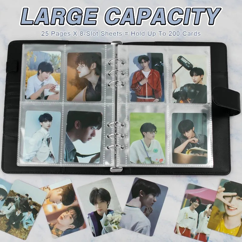 A5 Kpop Photocard Binder 25 Pages 4-Pocket Card Collector Album 200 Qme