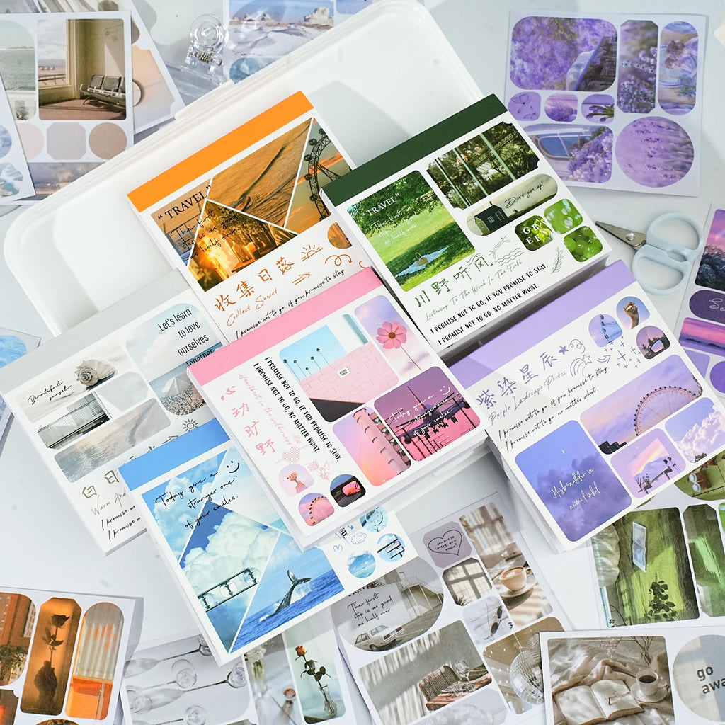 40pcs Ins Style Sticker Book - Tourism Landscape Theme Korean Stationery，Creative Scrapbooking Stickers，Junk Journal supplies Qme