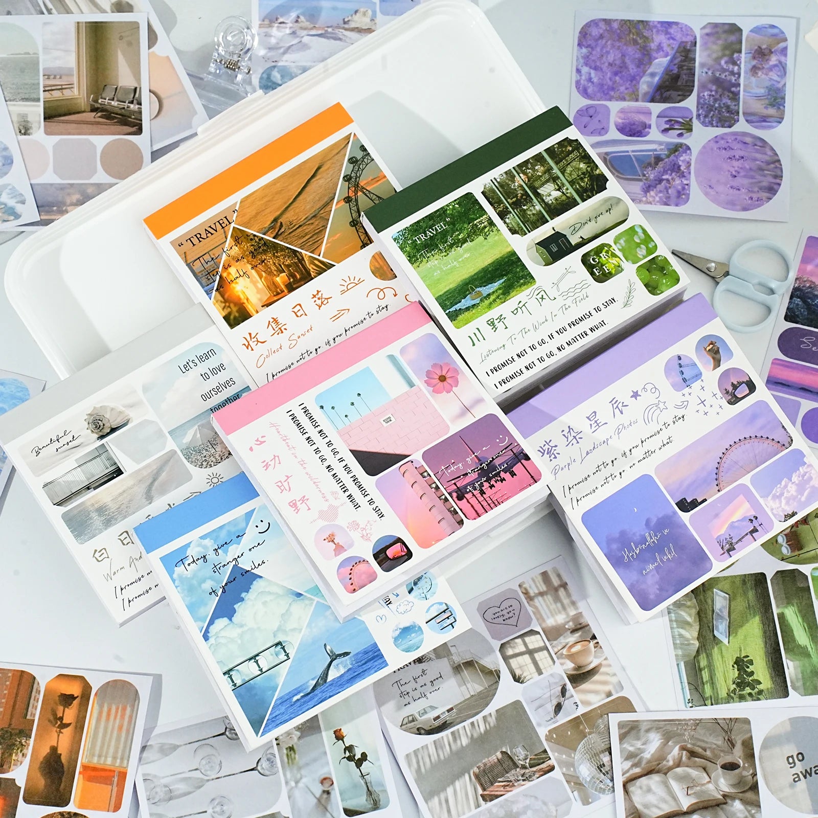 40pcs Ins Style Sticker Book - Tourism Landscape Theme Korean Stationery，Creative Scrapbooking Stickers，Junk Journal supplies Qme