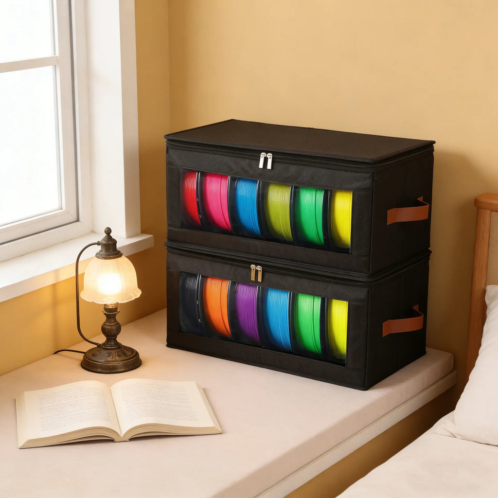 600D Oxford Fabric 3D Printer Filament Storage Box Dustproof & Moisture-Proof Holds 6 Spools of Long Filament Qme