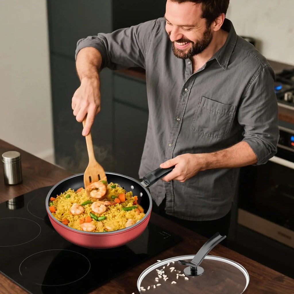 Nonstick Steak Frying Pan Non Sticking Lid Induction Cookers Qme