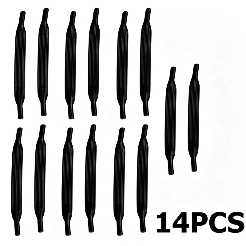 14 nylon knotless shoelaces with elastic shoelaces for children, adults, creative lazy people, no need to tie shoelaces Qme 14pcs Black 7.5cm