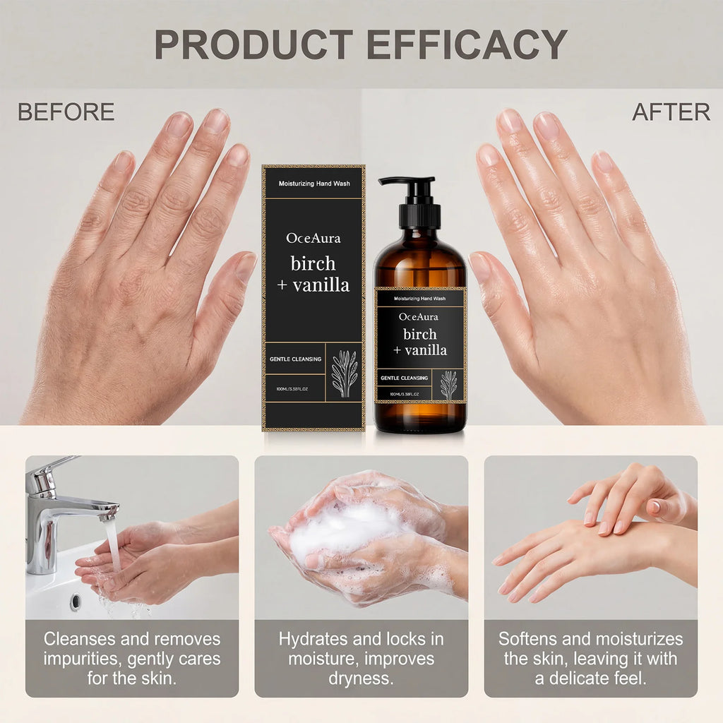 Moisturizing Hand Wash Vanilla Extract Nourishing Liquid Soap Gentle Cleansing Hand Soap for Daily Use Soft Hands Family Care Qme