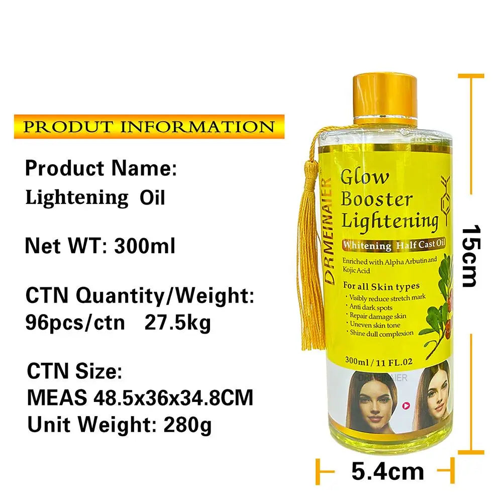 Facial Body Massage Oil Kojic Acid Whitening Serum Glow Booster Cast Qme