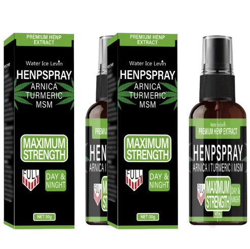 Premium Hemp Spray Extract with Arnica, Turmeric & MSM for Maximum Strength Day & Night Relief & Skin Care. Qme green 30g