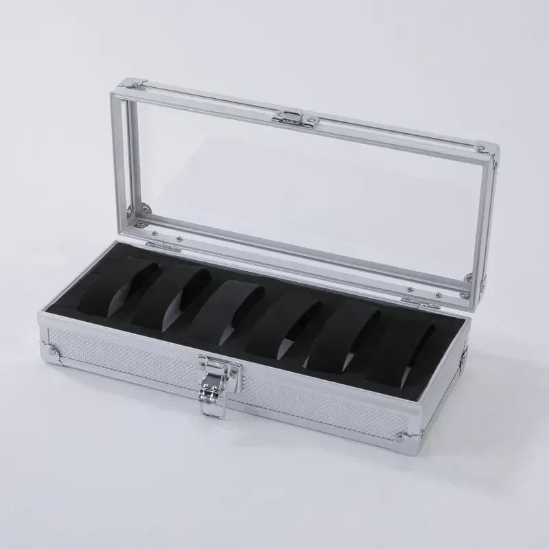 Useful Aluminium Watches Box 12 Grid Slots Jewelry Watches Display Storage Box Square Case Suede Inside Rectangle Watch Holder Qme 6 Slots
