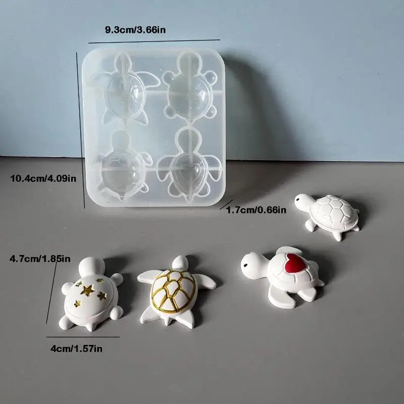 Four Turtles Plaster Silicone Molds DIY Heart Star Texture Shell Qme