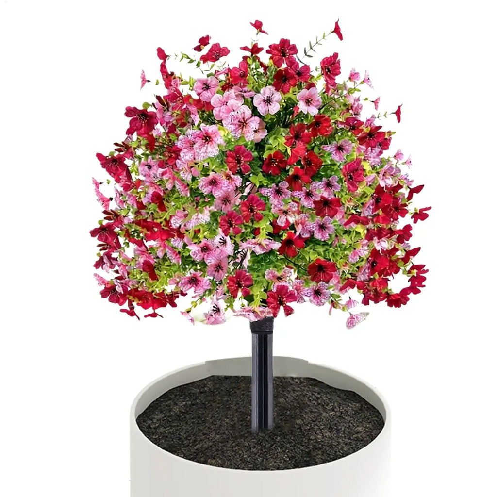 Fake Petunias 18 Inch Realistic with Ground Stake Porch Decor Petunias Faux Flowers Outdoor Decor for Yard Porch Lawn Pathway Qme