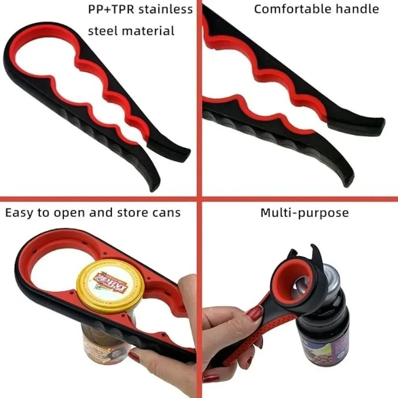 Multi-functional Can Bottle Opener Twist Cap Remover Anti-slip Grip Qme