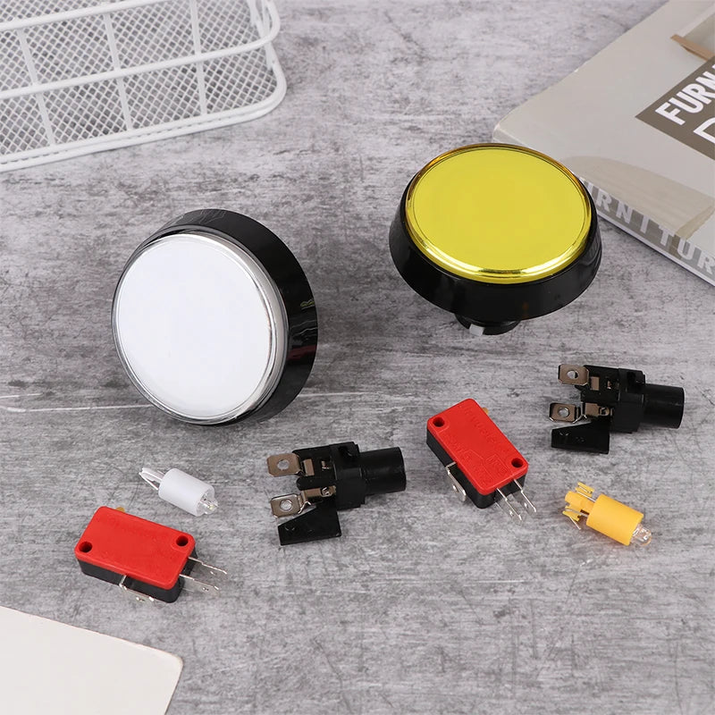 Arcade Button DC 12V LED Large Round 5 Micro Switch Auto Reset Cabinet Qme