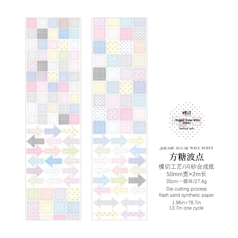 Kawaii 50mm*2m Wave Point Control Series Masking Tapes for DIY Collage Scrapbooking School Stationery Creative Journal Label Qme C 1 Roll