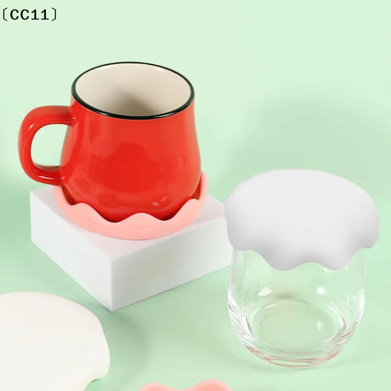 Multi Sizes Silicone Leakproof Mug Lid Heat Insulation Coffee Cup Qme