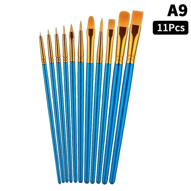 Detail Painting Brushes Professional Round Flat Nylon Hair Watercolor Qme A9