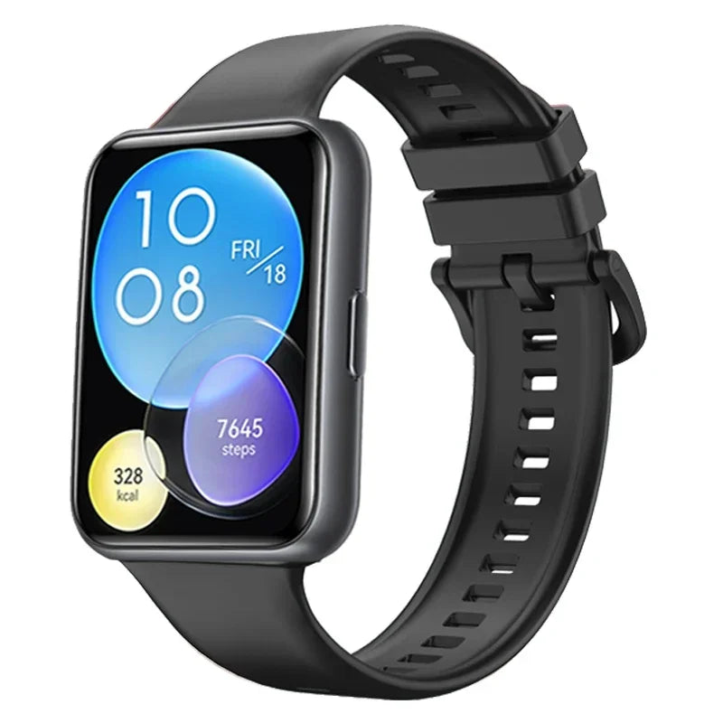 Silicone Band For Huawei Watch FIT 2 Strap smart Wrist watchband metal Buckle sport Replacement bracelet fit2 correa Accessories Qme Black