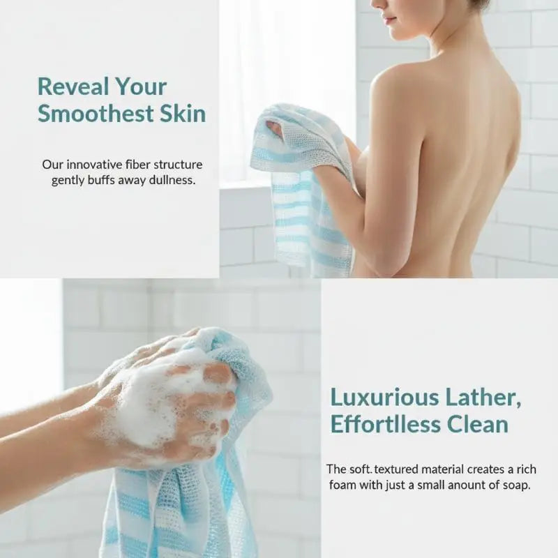 Ultra-long Exfoliating Back Towel Silver Ions Multifunctional Shower Qme
