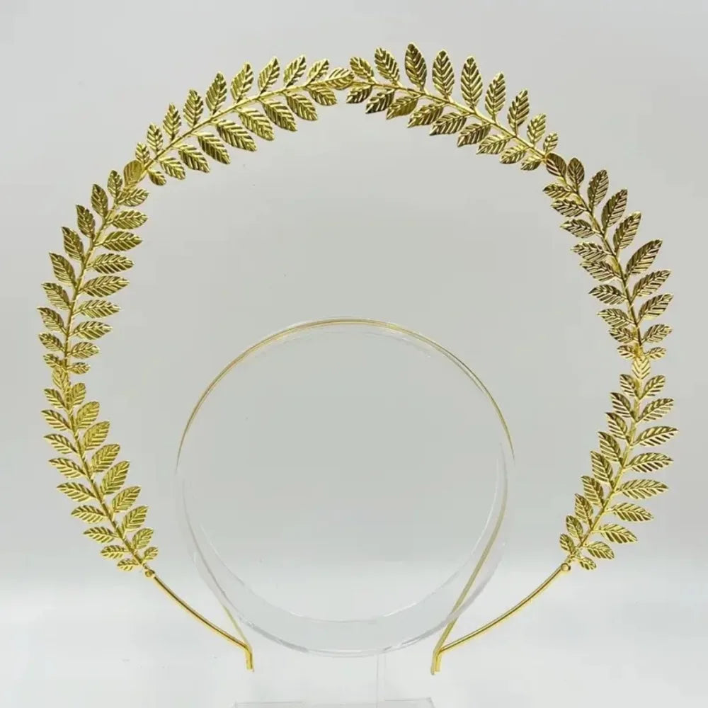 Fashion Gold Plated Halo Crown Wheat Ear Leaf Baroque Tiara Headband Qme Style 2