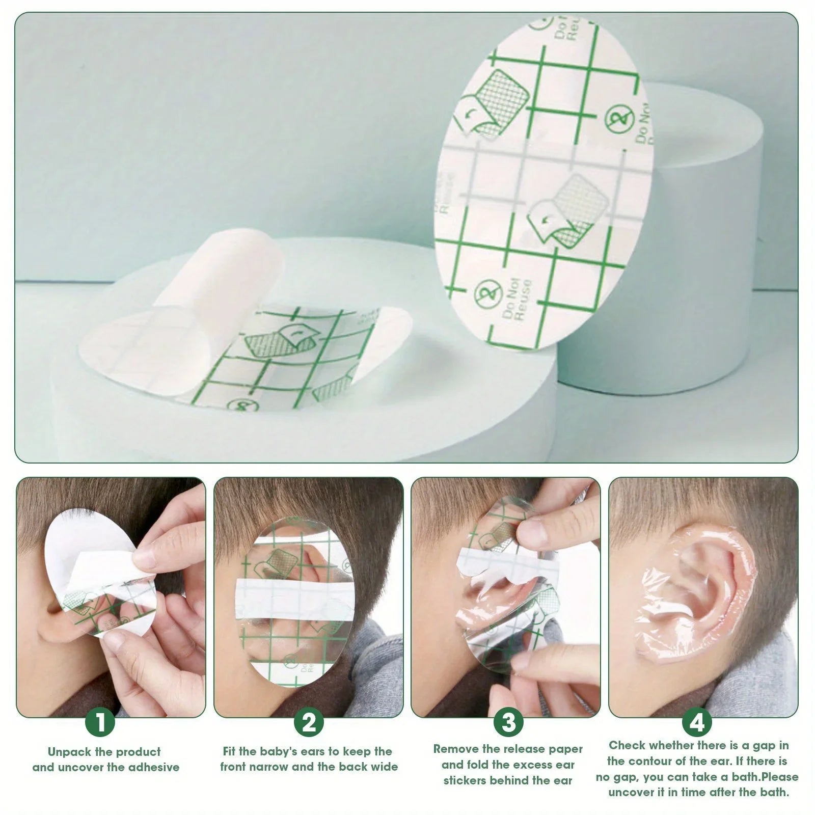 Waterproof Ear Patches Baby Bathing Earmuffs Swimming Showering Qme