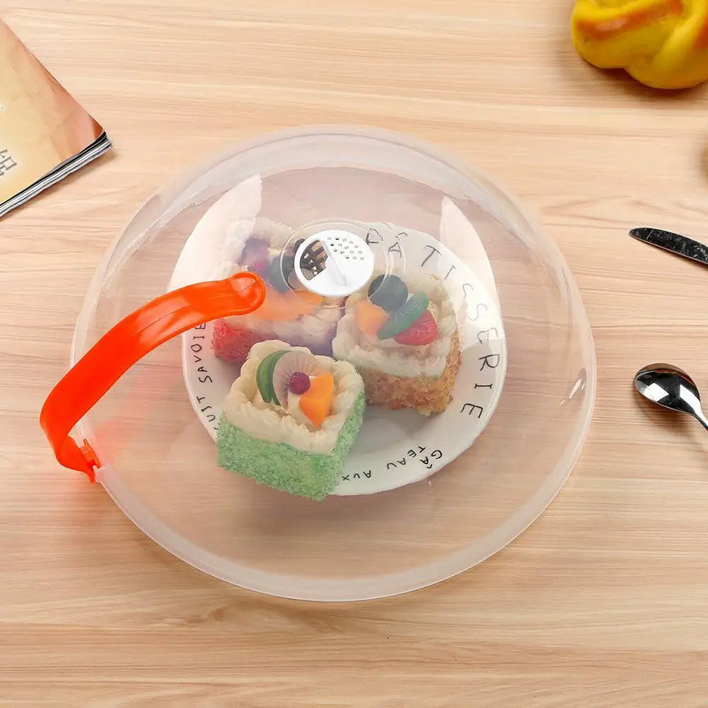 Microwave Splash Cover Thickened Transparent Splash-proof Cover with Handle BPA-free Plate Food Cover With Handle Anti-splatter Qme