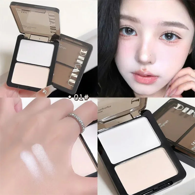 Highlighting Contouring Powder Palette Two-tone Concealer Face Brighten Cement Grey Three-dimensional Nose Shadow Bronzer Makeup Qme B01
