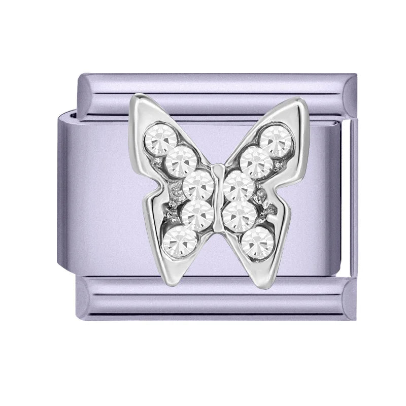 Fashion Zircon Bow Butterfly Cute Rabbit Italian Charms Links DIY Stainless Steel Bracelet Accessories Women Jewelry Making Gift Qme Style 10