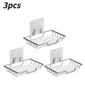 Self Adhesive Stainless Steel Soap Dish 1/3/5Pcs Wall Mounted Soap Drain Rack Bathroom Shower Soap Holder Storage Organizer Qme silvery 3pcs