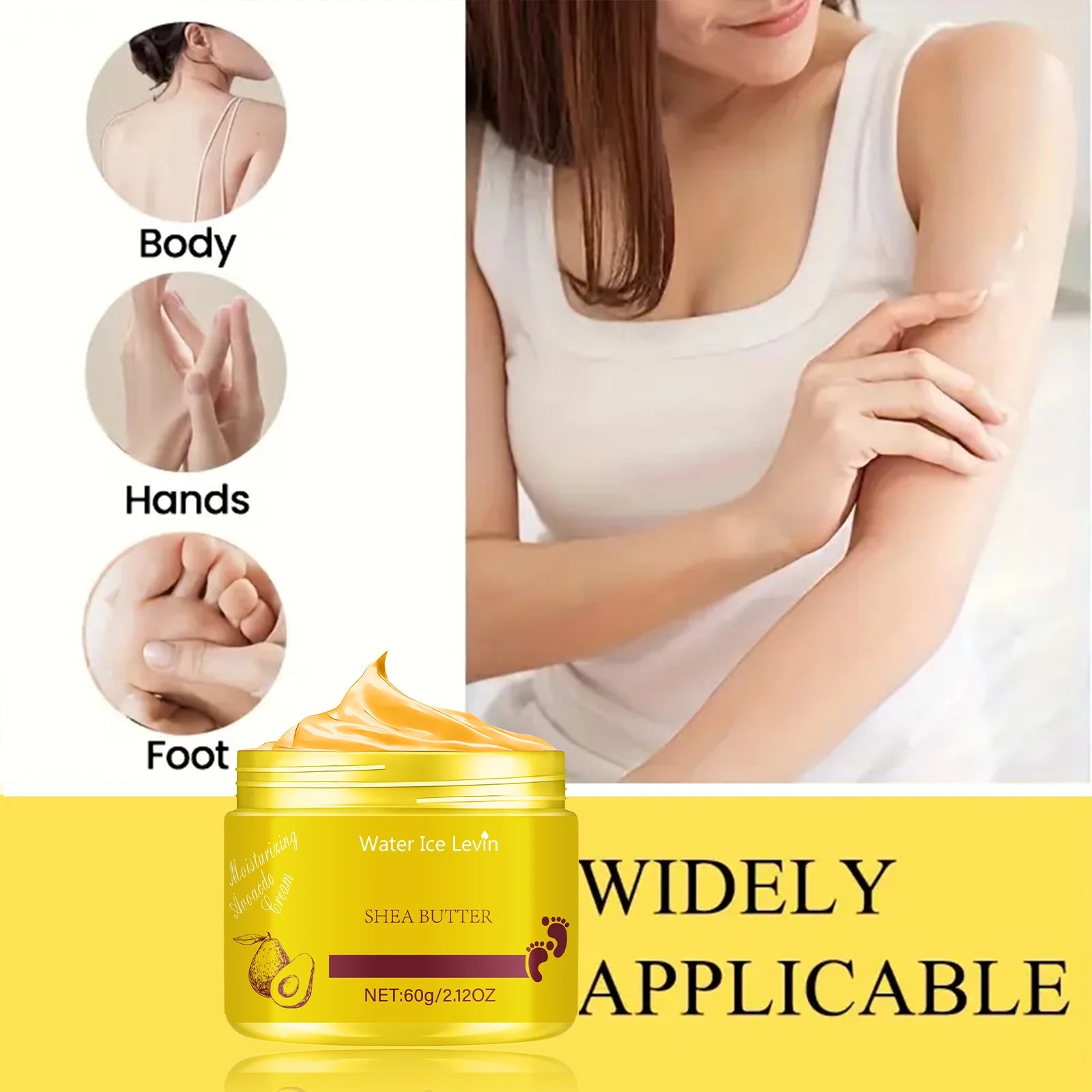 Water Ice Levin Shrando Pure Shea Butter 60g | Intense Moisture Lock | Skin Repair & Nourishment for All-Day Softness Qme