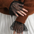 Elegant Detachable Wedding Cuffs Women Bridal Wrist Lace Pleated Qme black