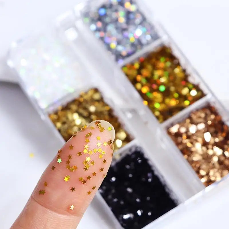 Mini Sparkling Star Nail Glitter Pentagram Decoration Salon Design Qme