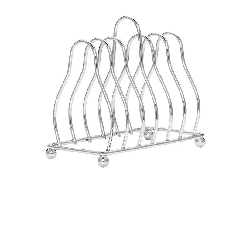 CC11Iron Art Toast Bread Rack Restaurant Home Holder 6 Slices Food Qme Silver