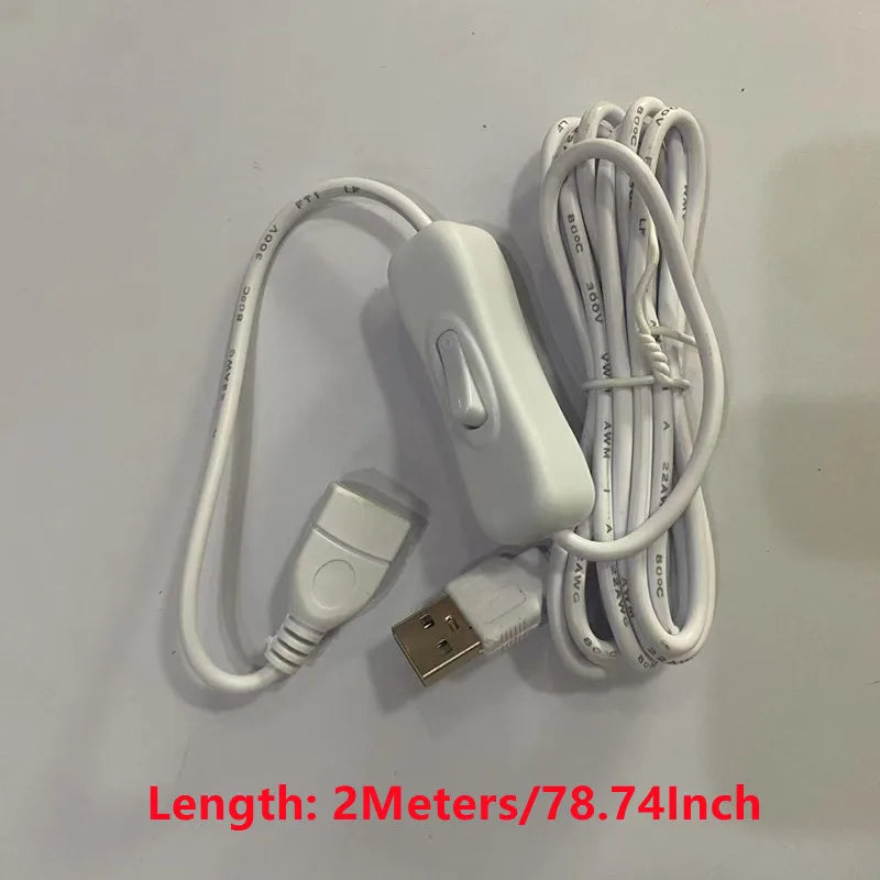 3pcs USB Cable With Switch ON/OFF 2Meters Length USB Extension Cable Toggle for USB Lamp Fan Power Supply Qme