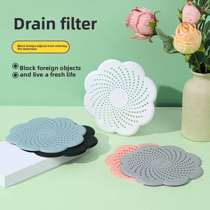 Silicone Flower Drain Cover Kitchen Bathroom Anti-Clogging Anti-Odor Anti-Insect Floor Drain Filter Hair Catcher Sink Strainer Qme