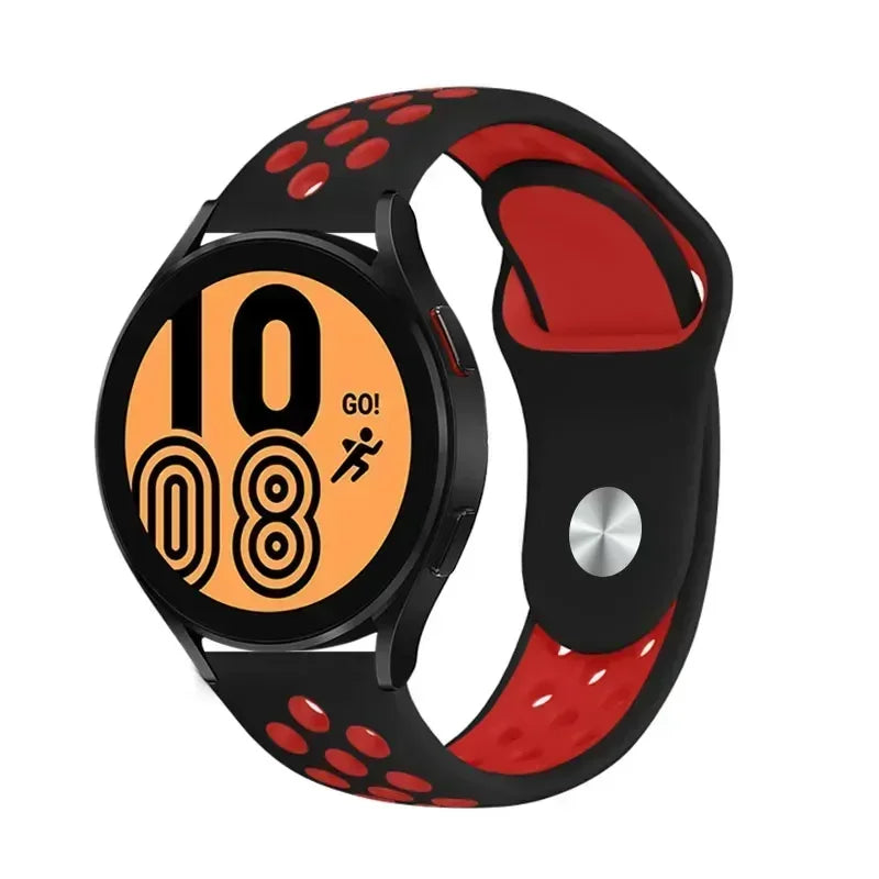 20mm 22mm Watch Strap for Samsung Galaxy Watch 6 5 4 3 Classic 47mm 43mm Pro 45mm 40mm 44mm Silicon Bracelet Huawei GT/3/2 Band Qme Black Red 20MM Watch Band