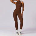 B Women Bodysuits Tummy Control Butt Lifting Sports Shapewea Fit Sports Bodysuit Yoga Suit Women's Gym PushUp Workout Clothes Qme brown M