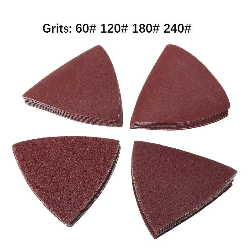 40pcs 80mm Aluminum Oxide Triangle Sandpaper Sanding Disc 60 120 180 240 Grit Fit 3-1/8 Inch Oscillating Multi Power Tool Qme