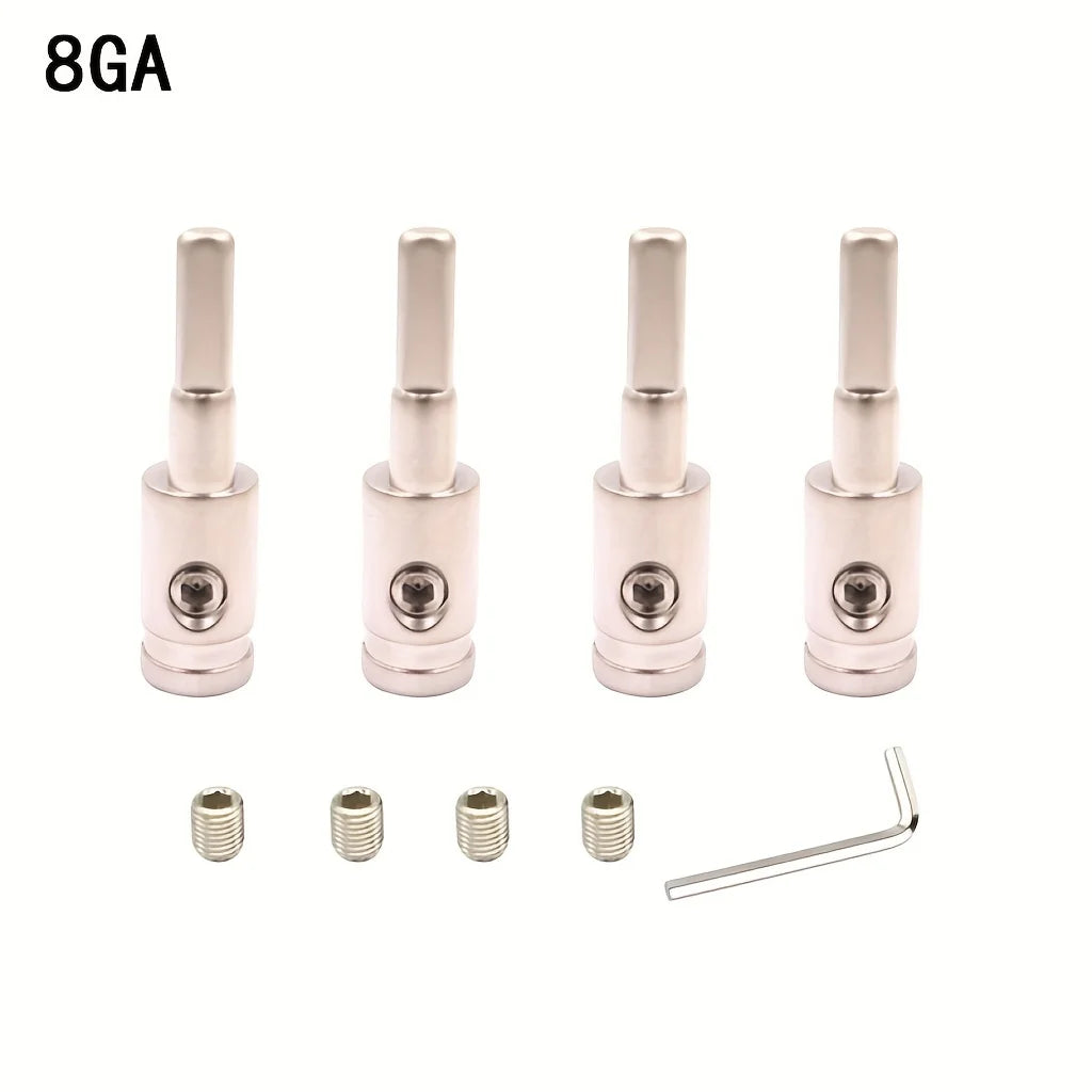 Car Stereo Audio Amp Input Reducer, 0 Gauge to 8 Gauge AWG Pin Power Ground Wire Adapter, 4pcs Set Qme silvery