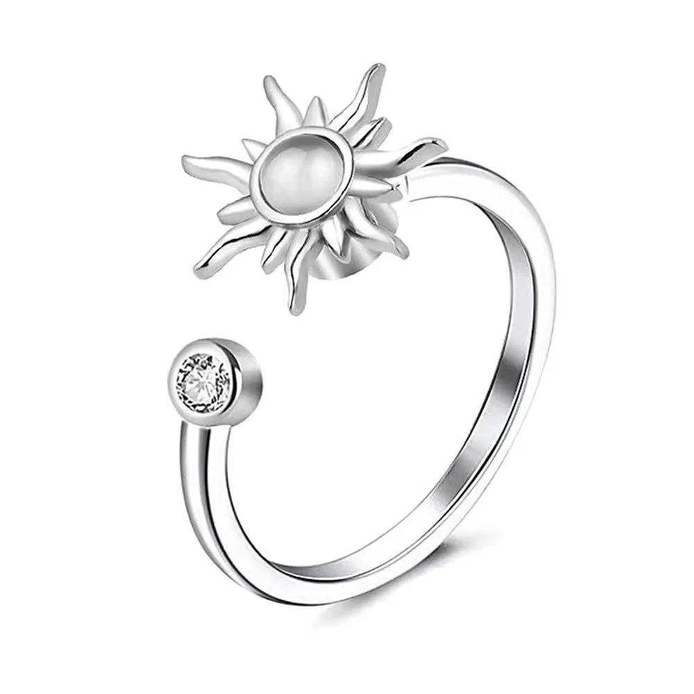 Rotating Ring Engraved Adjustable Anxiety Relief Opening Ring Decompression Zirconia Ring Women 2025 New Trending Rings Women Qme