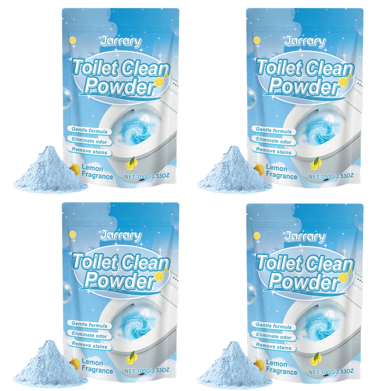 Toilet Cleaning Powder Gentle Formula Removing Stains & Urinary Scale Eliminate Odors Lemon Fragrance Household Toilet Cleaner Qme 4 x 100g Boxed