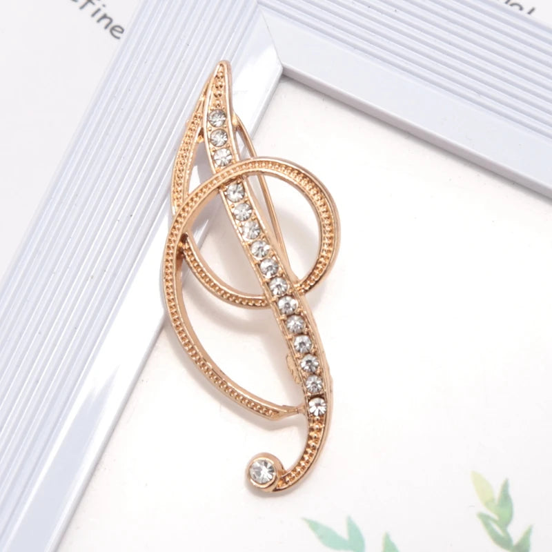 Women Luxury Letter Brooch Pins Gold Rhinestones Crystal English