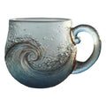 Clear Glass Coffee Mugs Wave Design Water Bottle 300ml Mugs for Coffee with Handle for Kids Beach House Office Women Men Adults Qme A 300ml