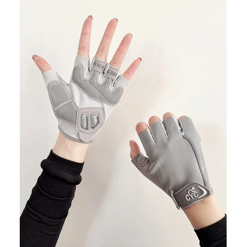 Women's Fitness Gloves Crossfit Barbell Workout Cycling Thin Qme GRAY XS（old）