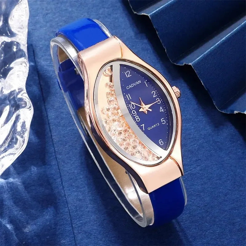Ladies' Watch&Crystal, Quartz Watch, Watch, Luxury Brand, Design, Simple, Ladies', Women's Fashion, 6-piece Set Qme