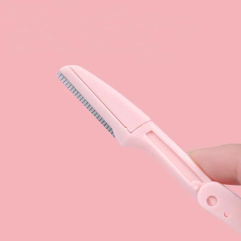 Fold Eyebrow Trimmer Scissors Hair Remover Comb Razor Clip Makeup Qme