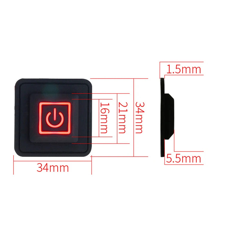 5V-15V 3 Gear Temp Control Waterproof Heating Switch Silicone Button Qme