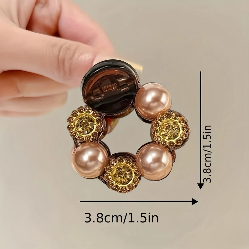 Luxury Crystal Mini Hair Claw Clip Elegant Half-tie Ponytail Barrettes Retro Rhinestone Small Hair Grab Hair Decor Accessories Qme