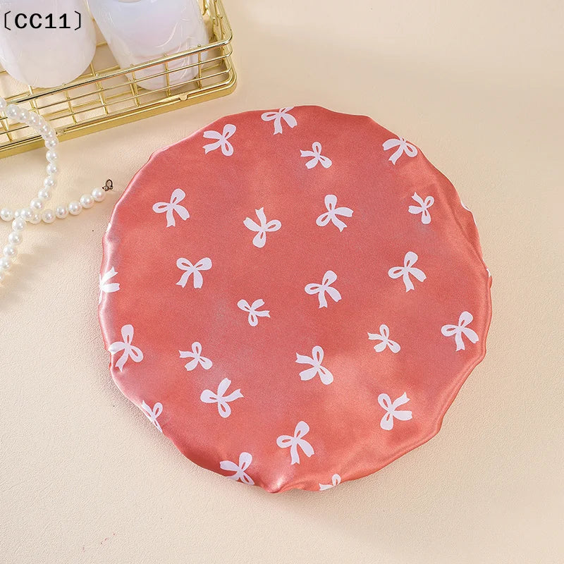 Double-layer Water-proof Shower Cap Antifouling Kitchen Hair Cover Qme