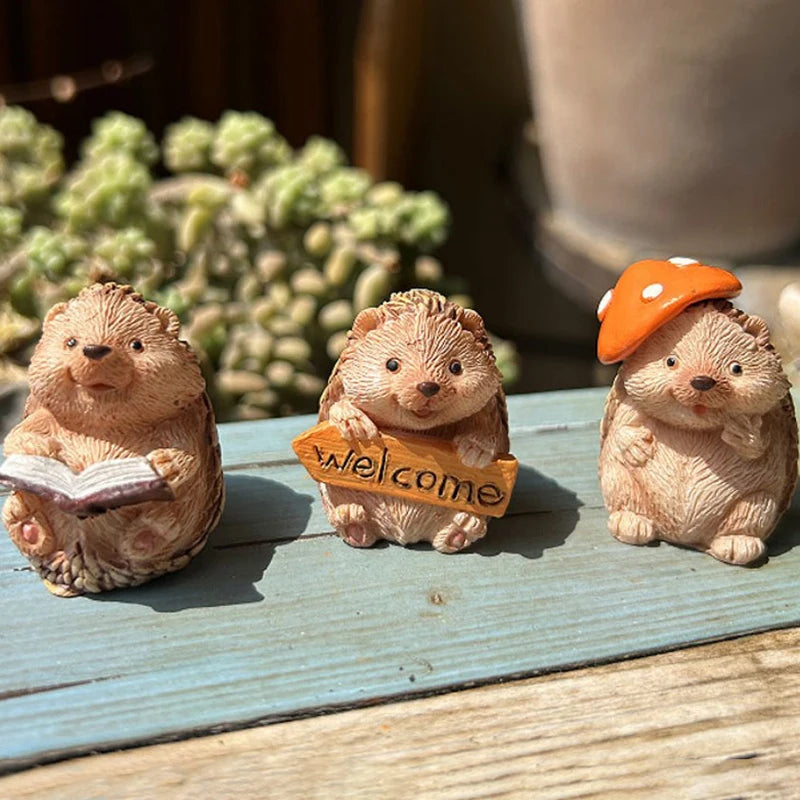 Mini Countryside Turtles Rabbits Hedgehog Statues Sculptures Yoga Qme